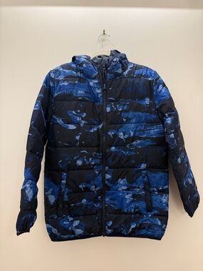 Boy’s Blue & Black Puffer UA Jacket with Hood